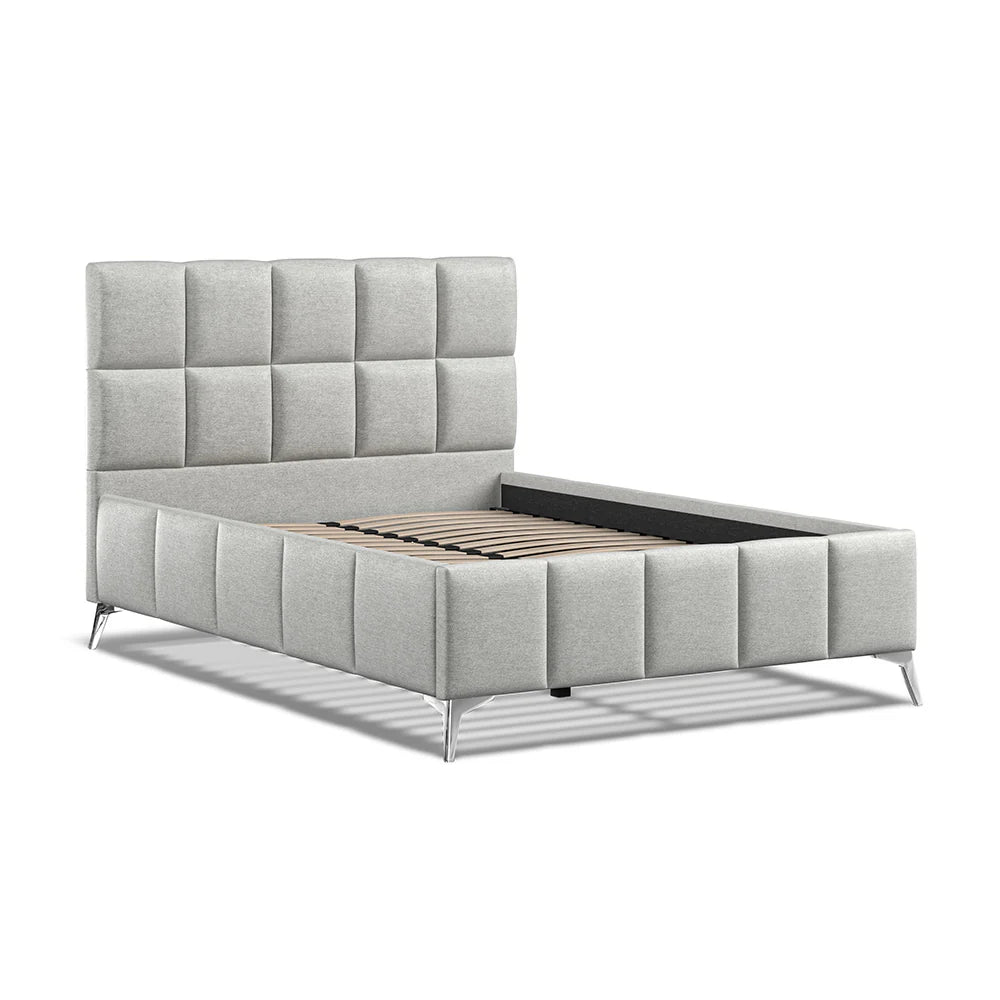 Cubic Grey Fabric Upholstered Bed Frame