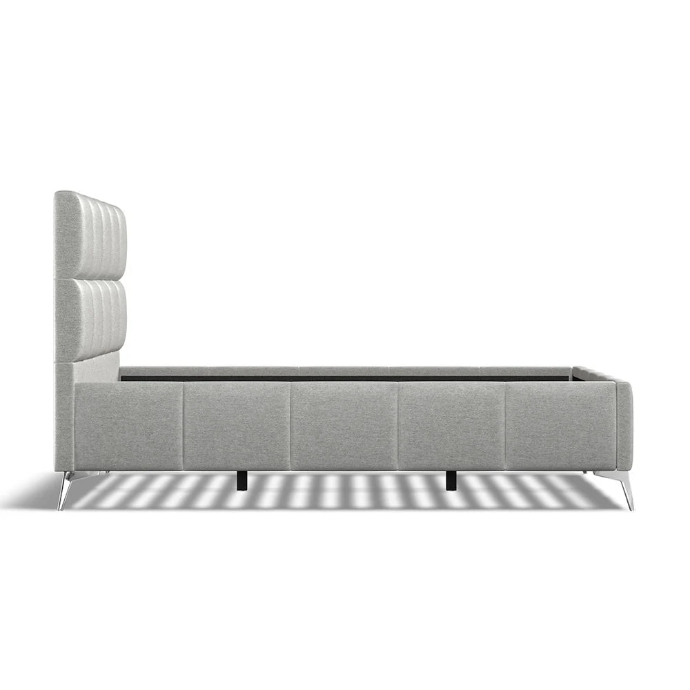 Cubic Grey Fabric Upholstered Bed Frame