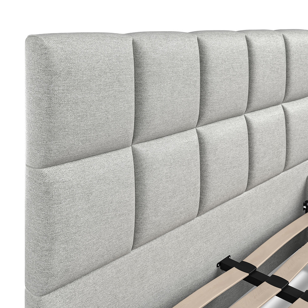 Cubic Grey Fabric Upholstered Bed Frame