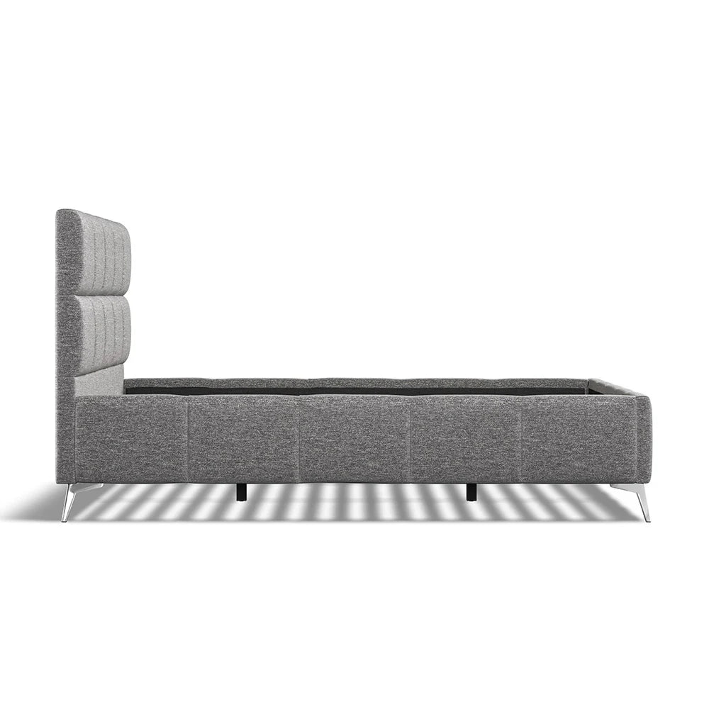 Cubic Dark Grey Fabric Upholstered King Bed Frame