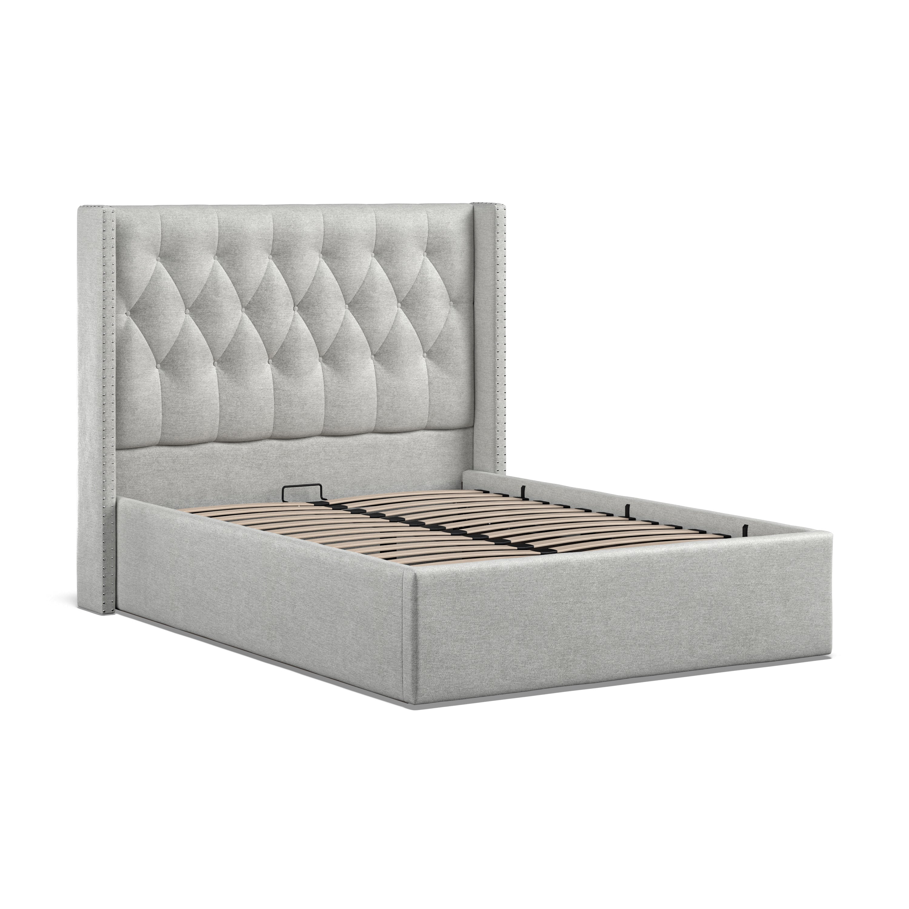 Balmoral Grey Fabric Ottoman Wing Back Bed Frame