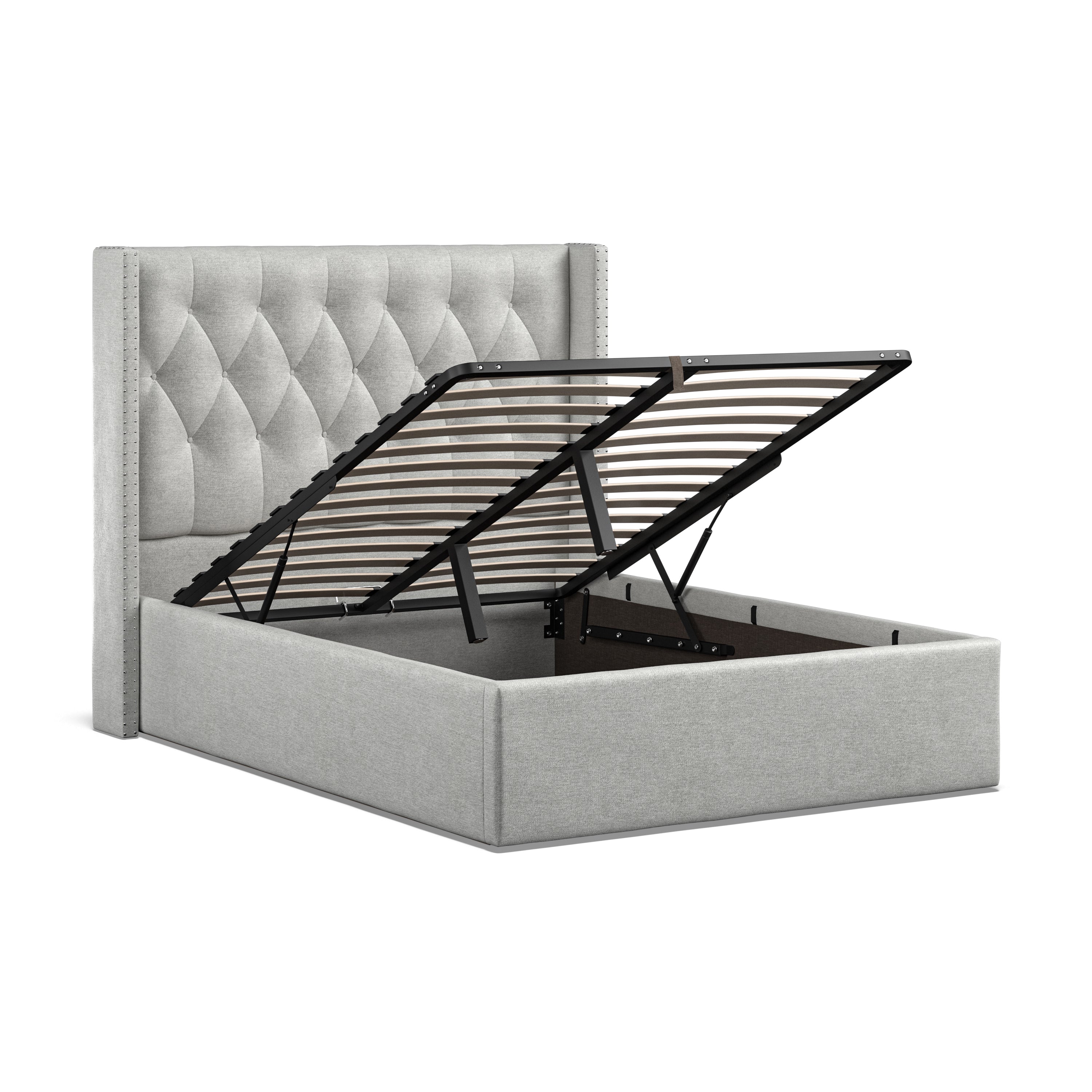 Balmoral Grey Fabric Ottoman Wing Back Bed Frame