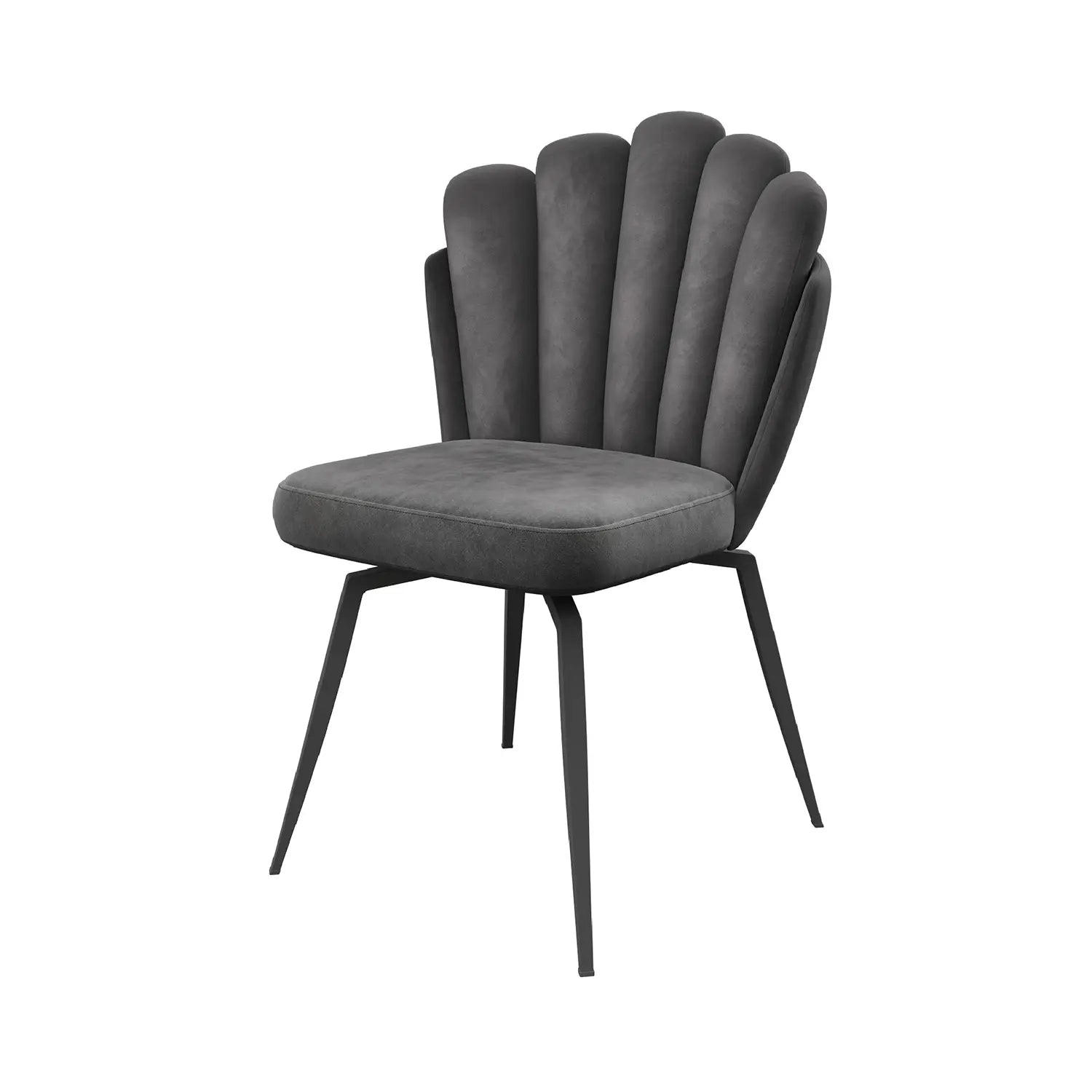 Scandi Soft Grey Fabric Swivel Set of 6 Dining Chairs, also available in Mink - Front View of Chair 