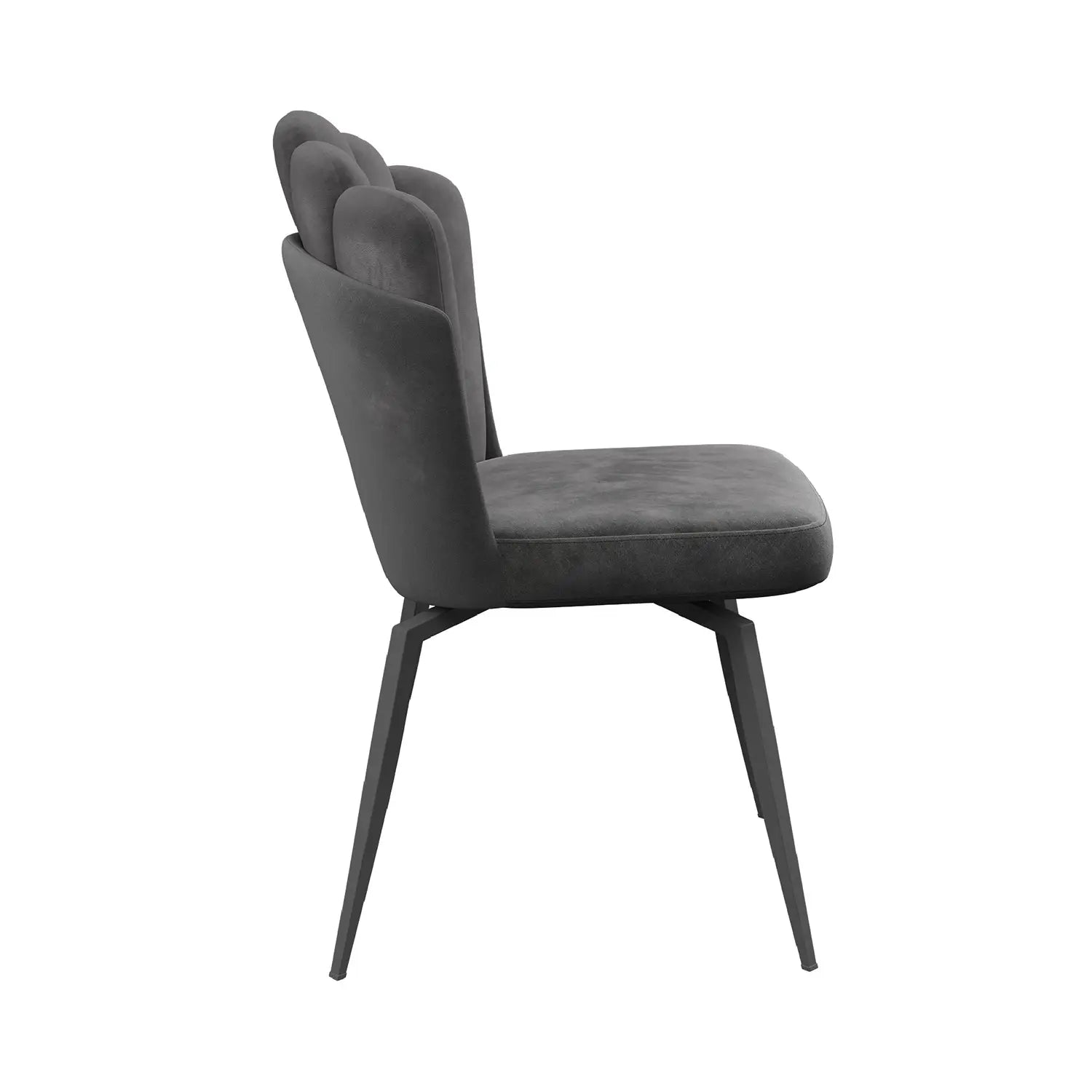 Scandi Soft Grey Fabric Swivel Set of 6 Dining Chairs, also available in Mink - Side View of Chair 