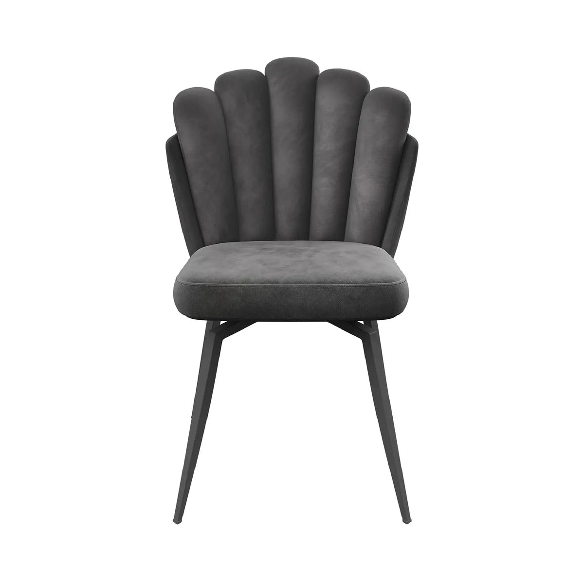 Scandi Soft Grey Fabric Swivel Set of 4 Dining Chairs, also available in Mink - Front View of Chair 