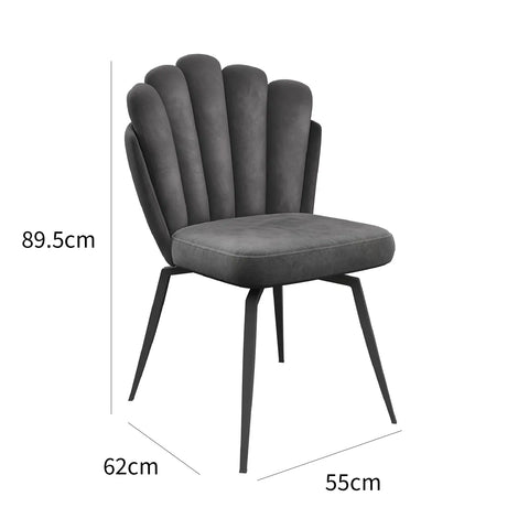 Scandi Soft Grey Fabric Swivel Set of 4 Dining Chairs, also available in Mink - Dimensions 