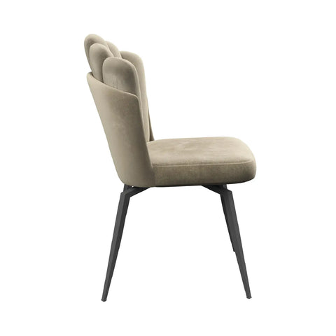 Scandi Soft Mink Fabric Swivel Set of 4 Dining Chairs, also available in Grey - Side View 