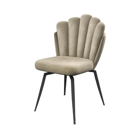 Scandi Soft Mink Fabric Swivel Set of 4 Dining Chairs, also available in Grey - Angled View 