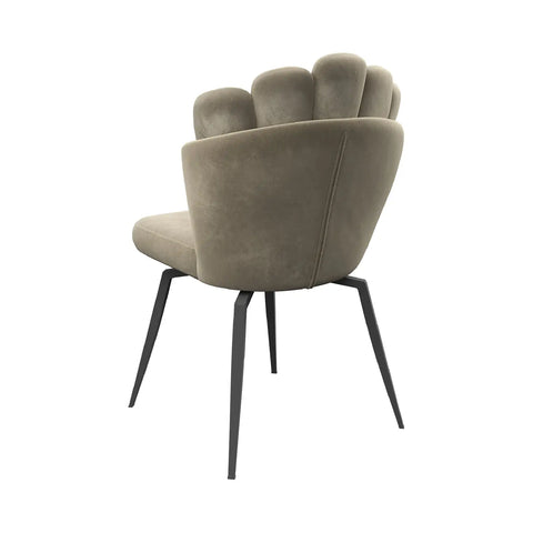 Scandi Soft Mink Fabric Swivel Set of 4 Dining Chairs, also available in Grey - Back View 