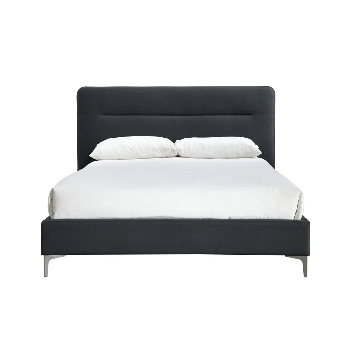 Finn Charcoal Fabric Bed, also available in Steel Blue - Front View 