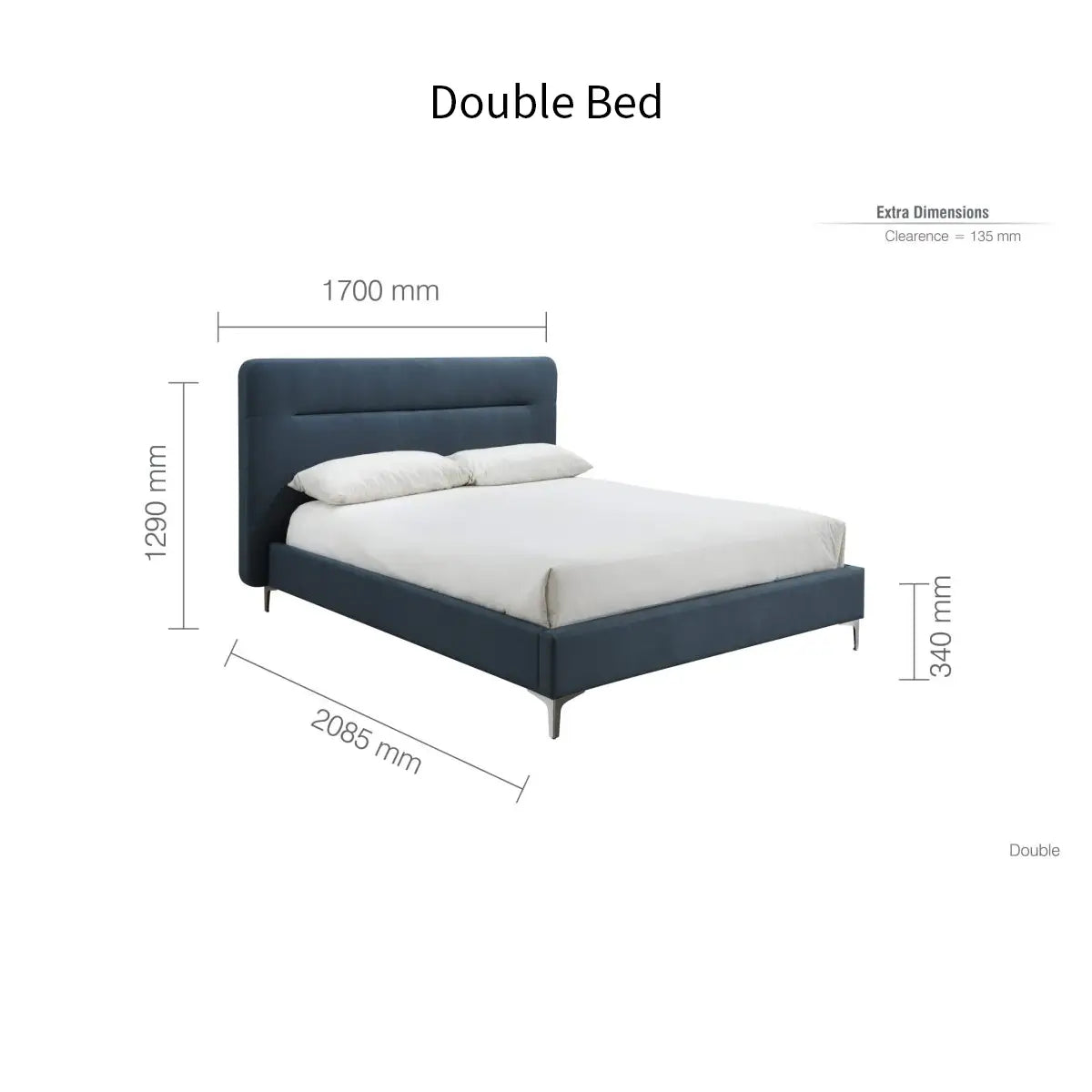 Finn Steel Blue Fabric Bed