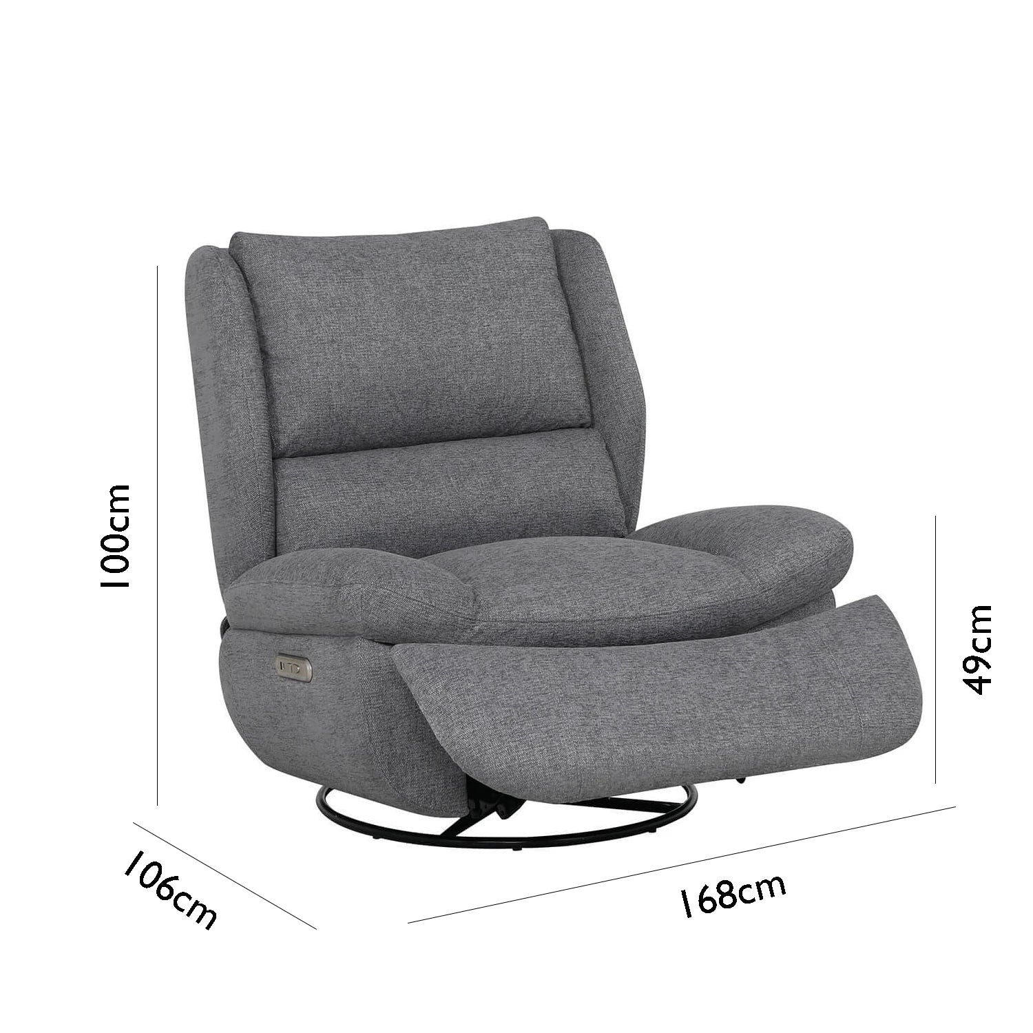 Fredric Electric Reclining Swivel Glider Chair - Dimensions