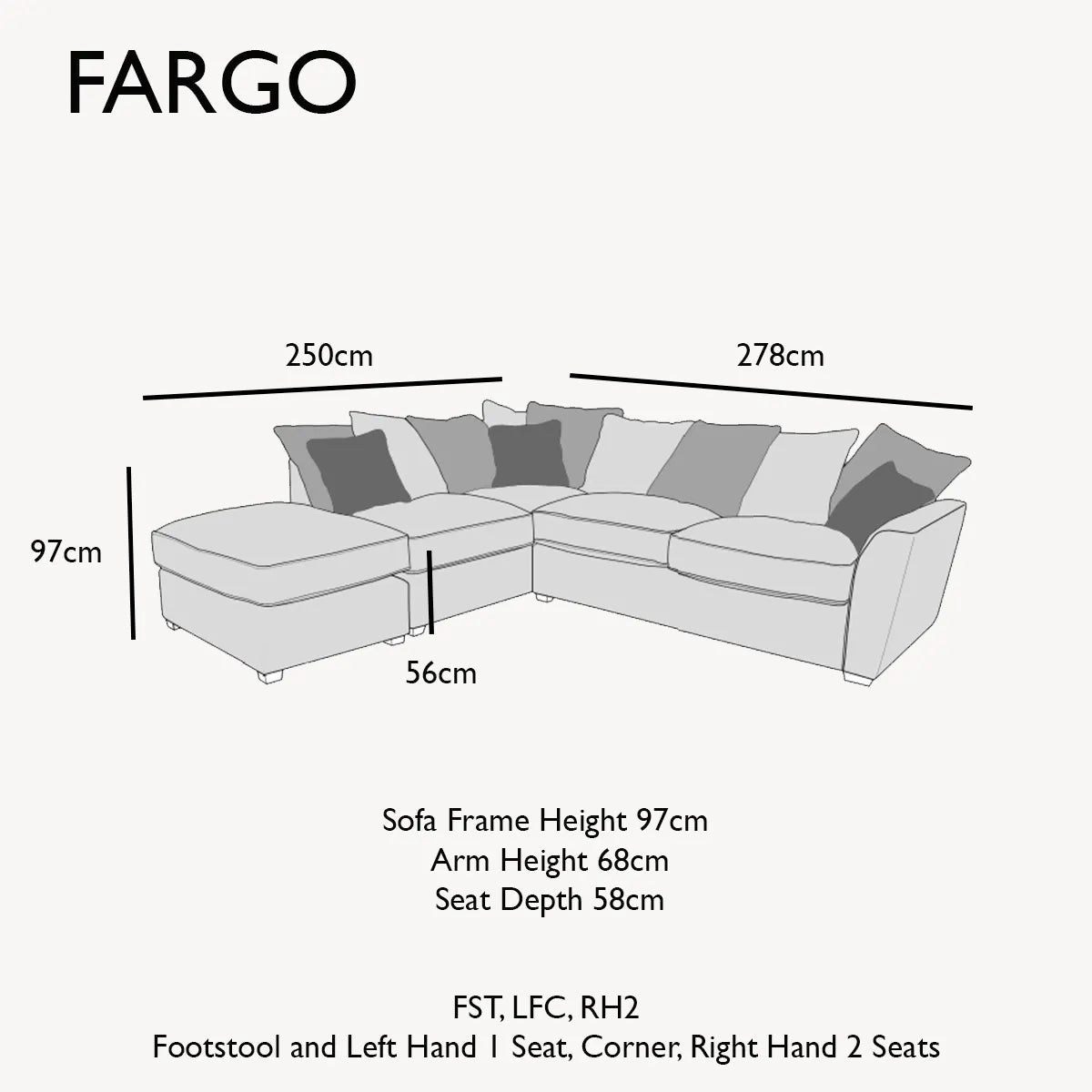 Fargo Grey and Blue Corner Chaise Sofa Group