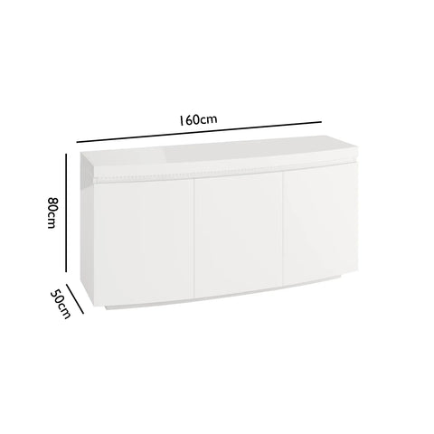 Fabian 3 Door White Sideboard with LED Light