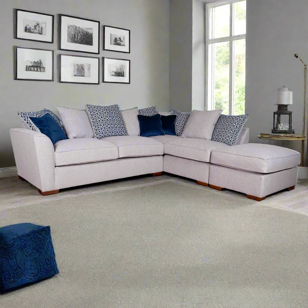 Fargo Grey and Blue Corner Chaise Sofa Group