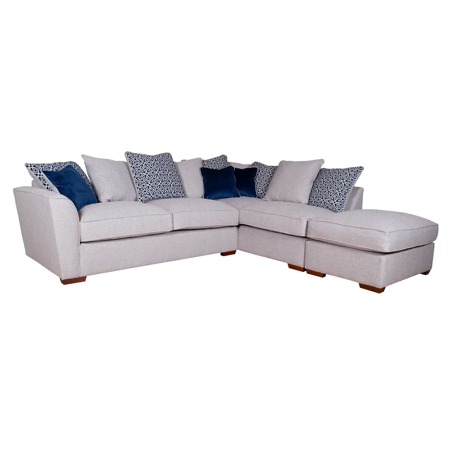 Fargo Grey and Blue Corner Chaise Sofa Group