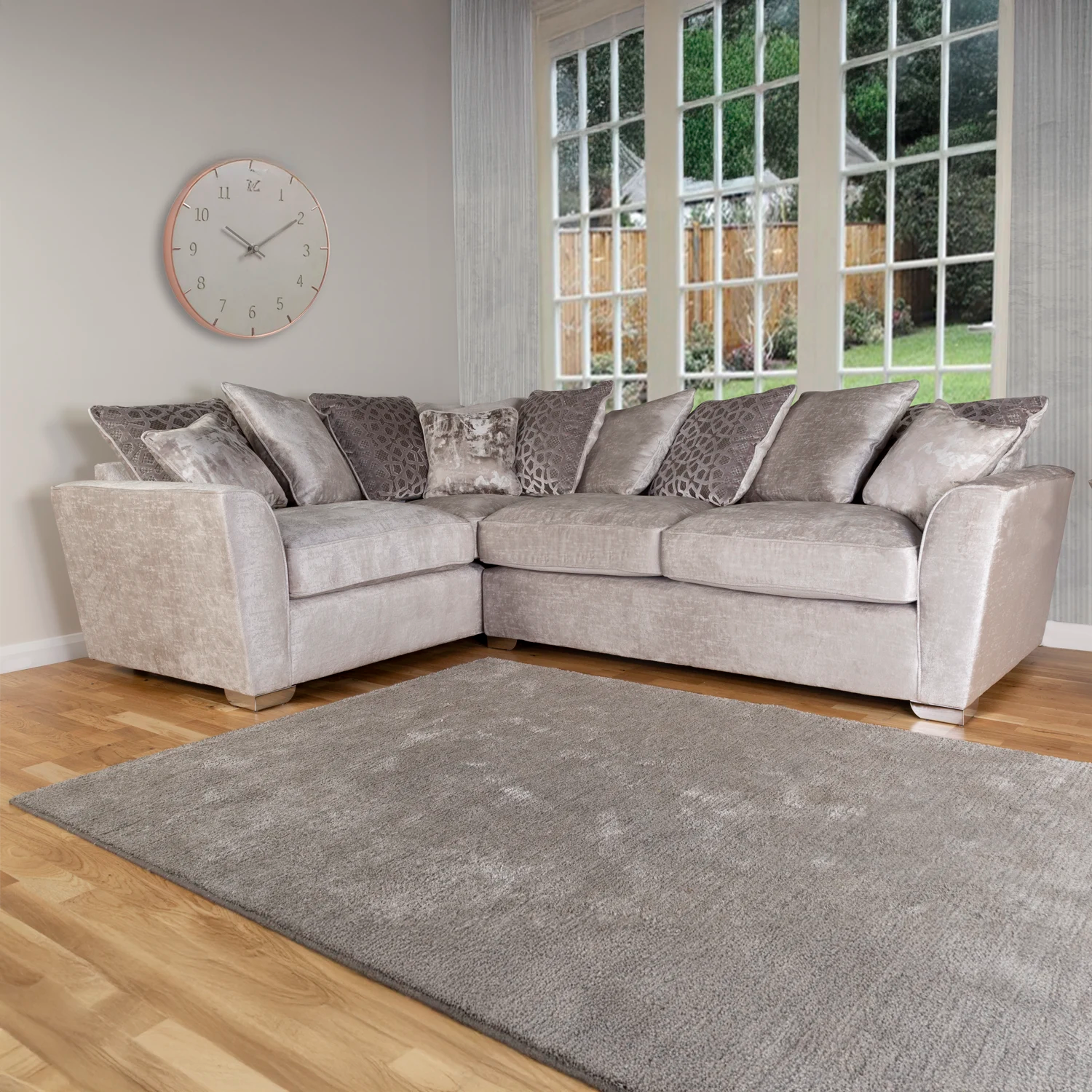 Fargo 2C1 Silver Corner Sofa