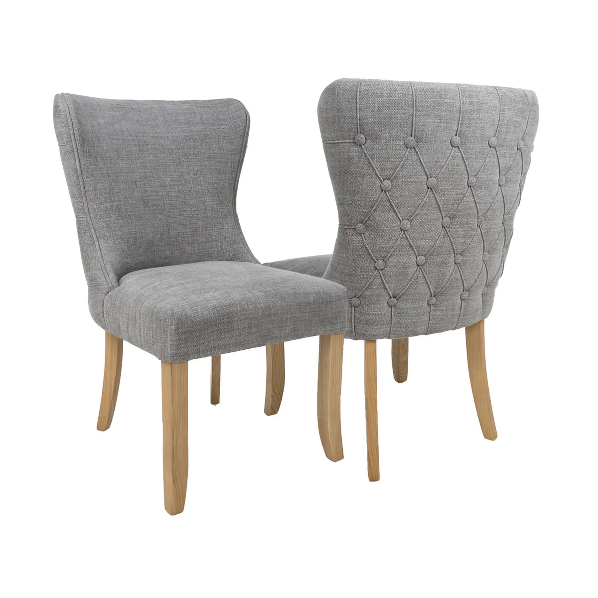 Florence Grey Fabric Quilted Button Back Dining Chairs