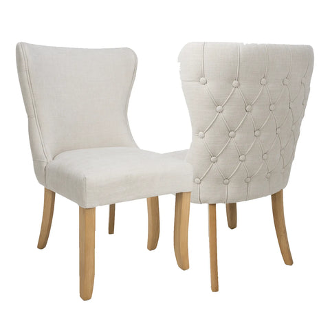 Florence Linen Fabric Quilted Button Back Dining Chairs