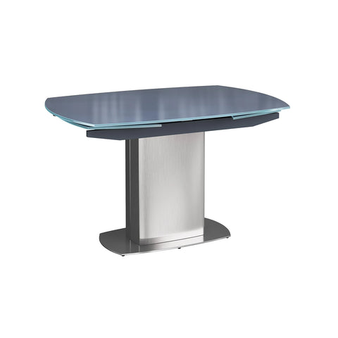 Flow Grey glass Swivel Extending Dining Table with Blushed Aluminium Base