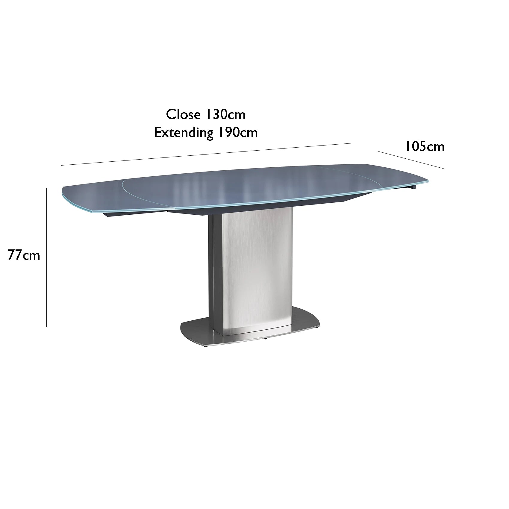 Flow Swivel Grey Glass Extending Dining Table