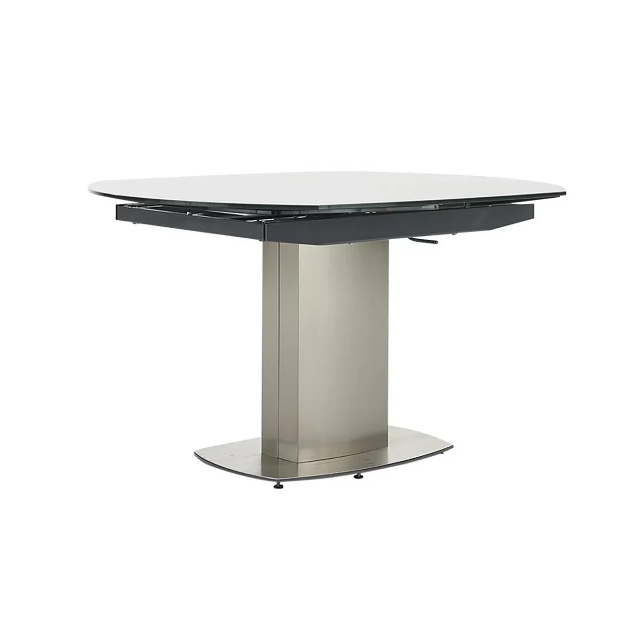 Flow Swivel Grey Glass Extending Dining Table