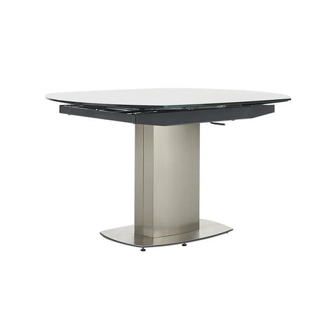 Flow Grey glass Swivel Extending Dining Table - Angled