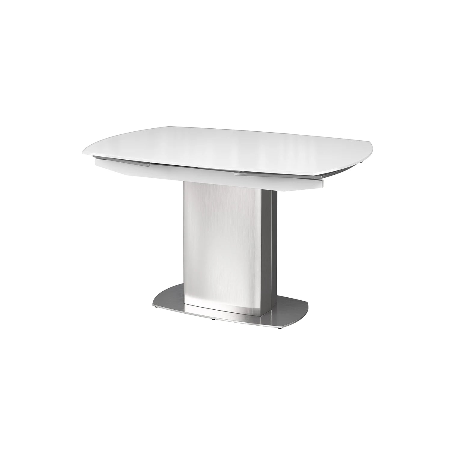 Flow Swivel White Glass Extending Dining Table