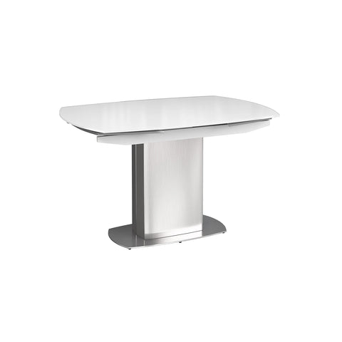 Flow Swivel White Glass Extending Dining Table