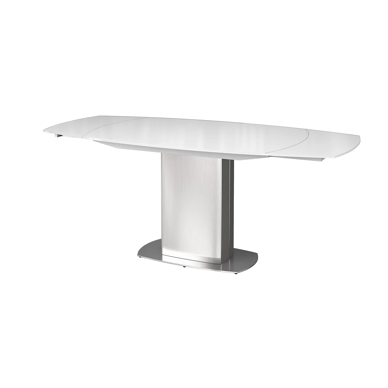 Flow Swivel White Glass Extending Dining Table