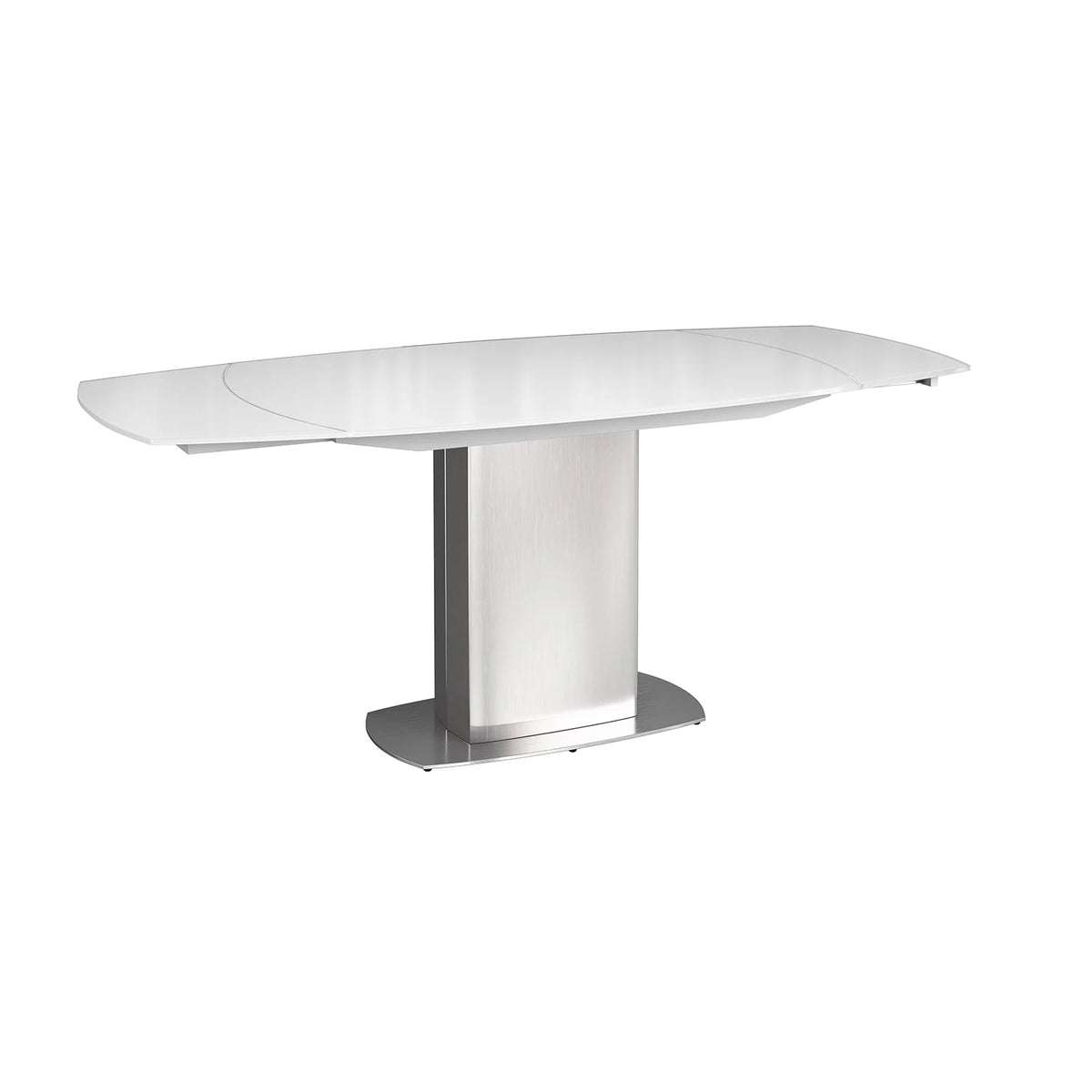 Flow Swivel White Glass Extending Dining Table