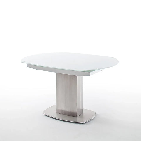 Flow Swivel White Glass Extending Dining Table