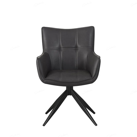 Frank Dark Grey PU Leather Set of 6 Swivel Dining Chairs 