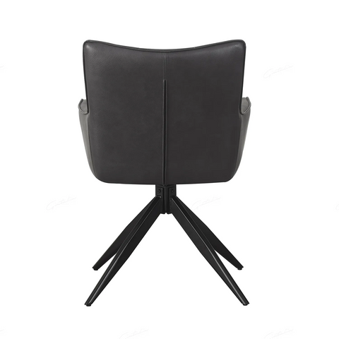 Dark Grey Leather Swivel Dining Chairs