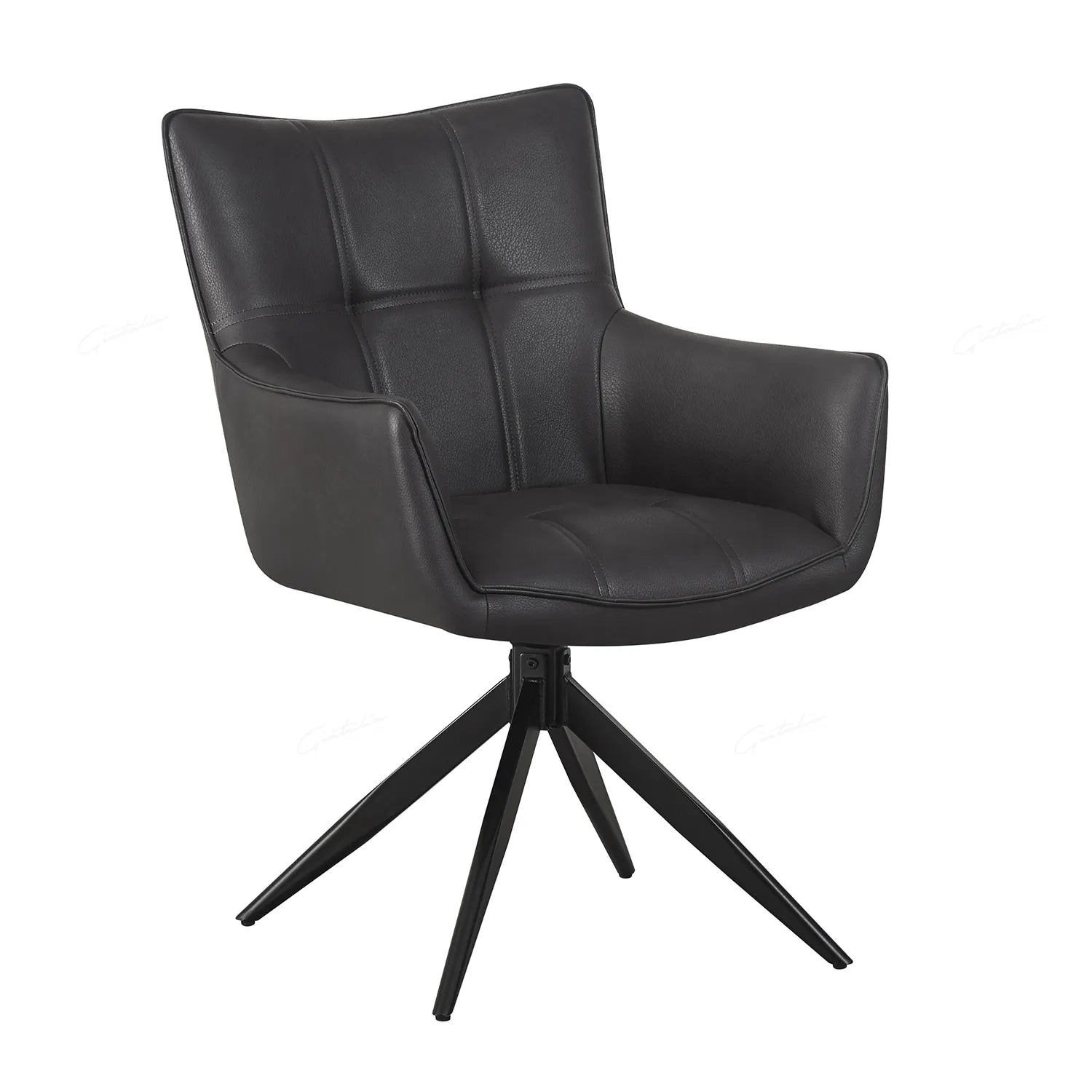 Frank Dark Grey PU Leather Swivel Dining Chairs - Set of 4