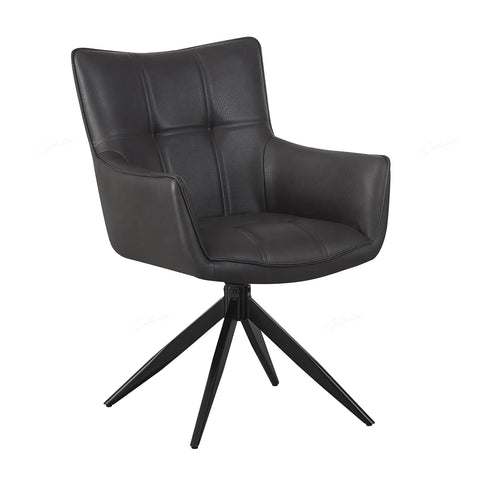 Frank Dark Grey PU Leather Set of 4 Swivel Dining Chairs 