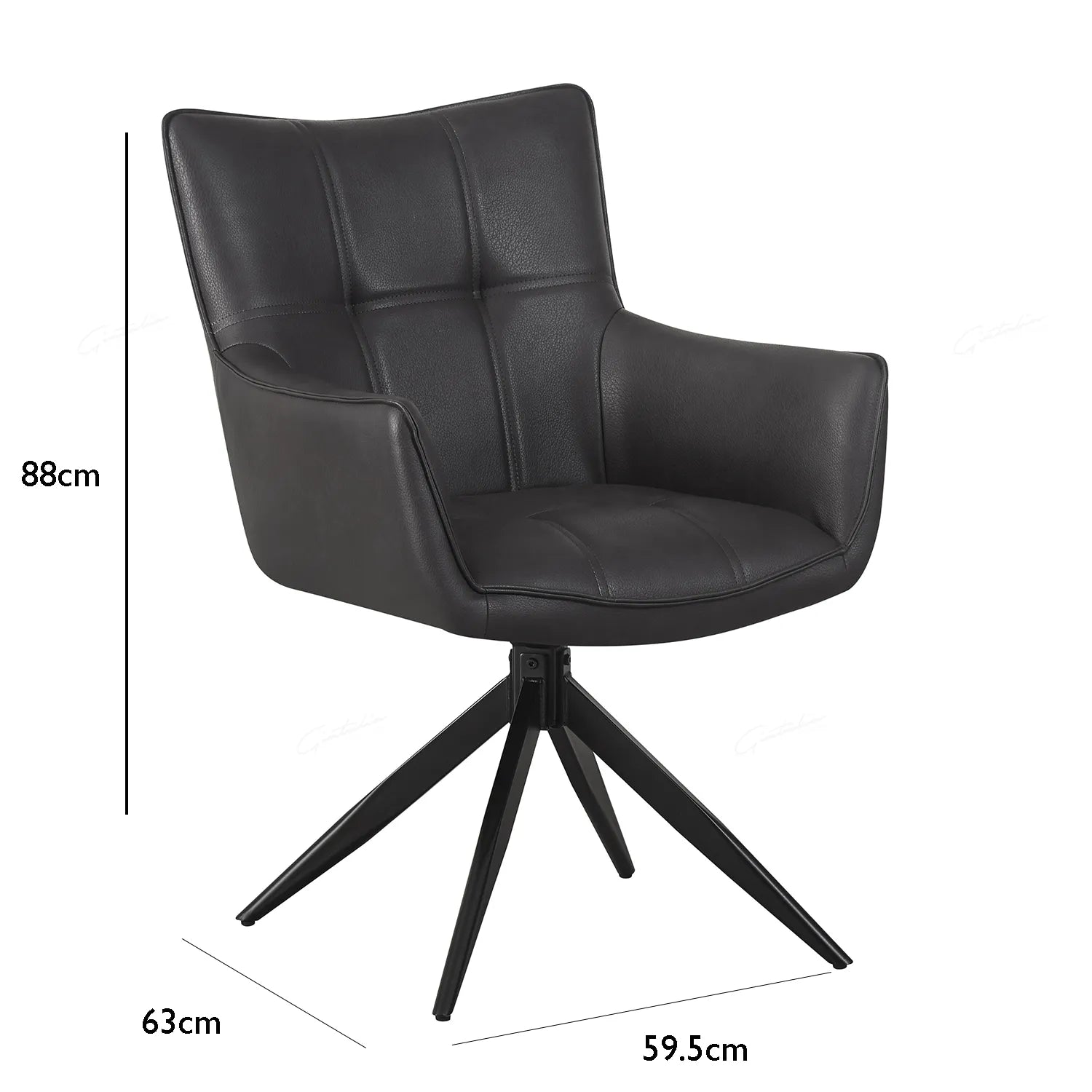 Frank Dark Grey PU Leather Swivel Dining Chairs - Set of 4