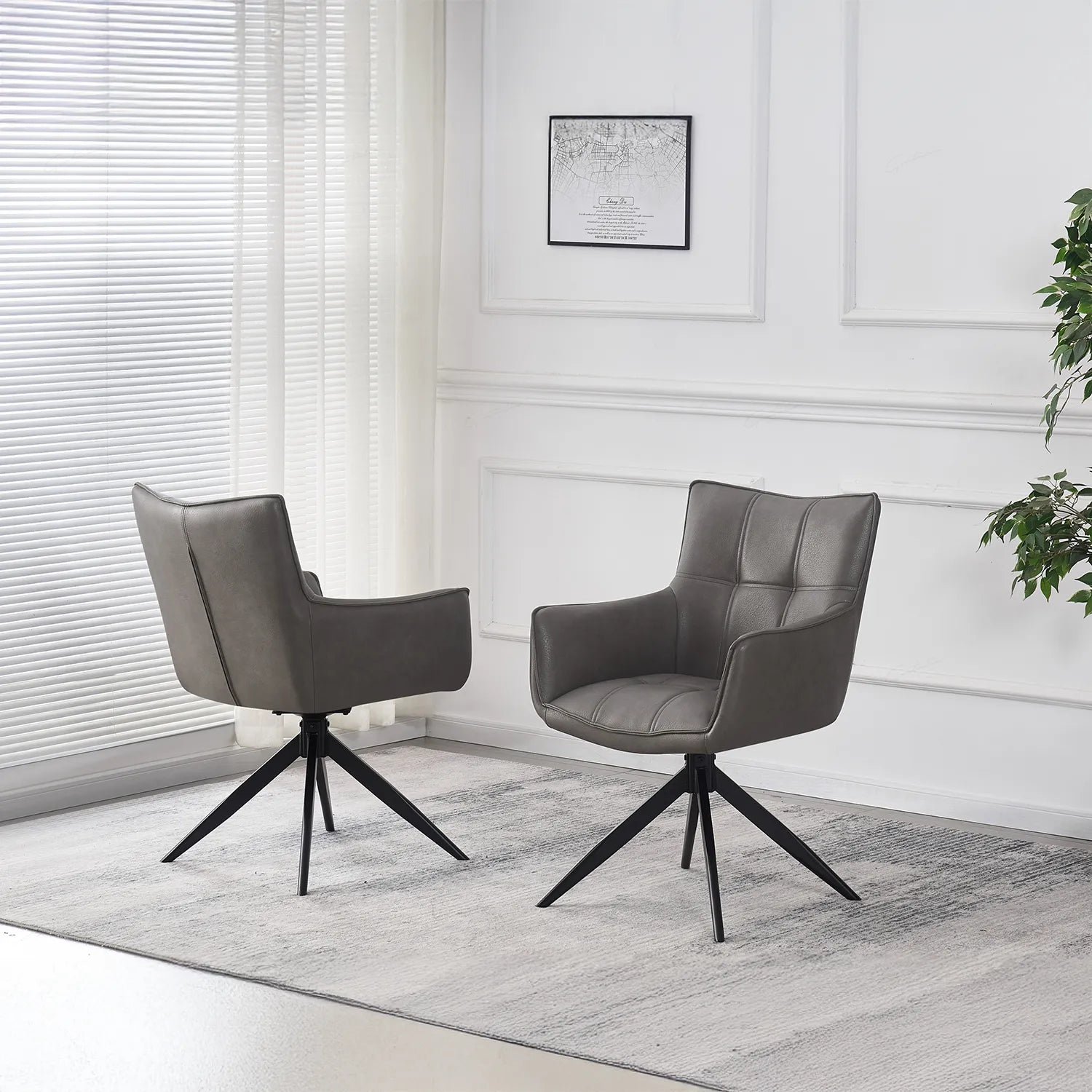 Frank Storm Grey PU Leather Set of 4 Dining Chairs