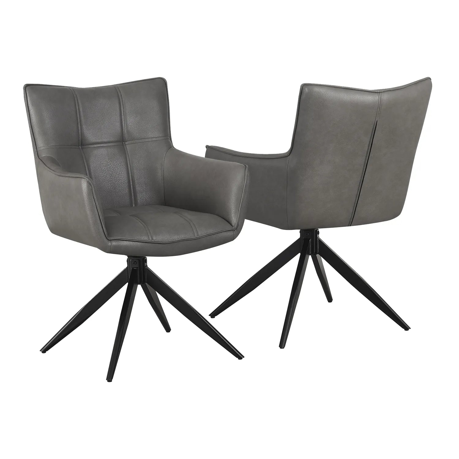 Frank Storm Grey PU Leather Swivel Dining Chairs