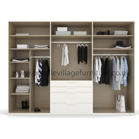 Rauch Frans White Large 6 Door Wardrobe sale, 3m long 223cm height - Interior details