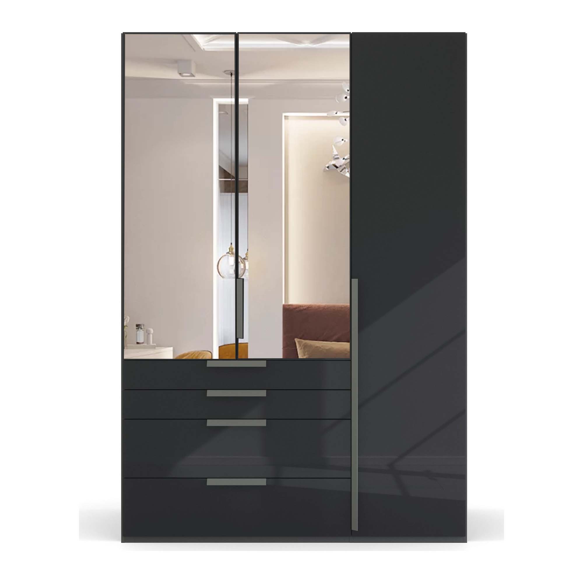 Frans 151cm Glass 3 Door Wardrobe With Drawers