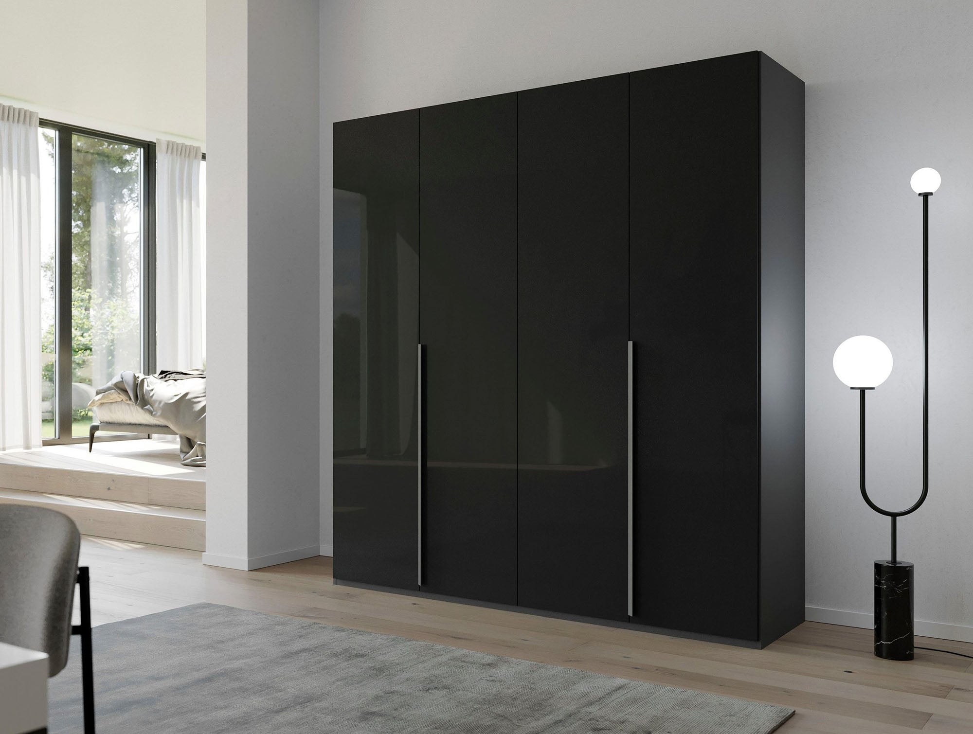 Frans 200cm Glass Front 4 Door Wardrobe