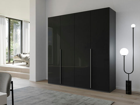 Contemporary Graphite Wardrobe with Elongated Handles. Glass Fronts Showcase Modern Design. Choose from Silk Grey, White, or Graphite Finishes. Ample Storage for Clothes and Accessories. Elevate Your Space with Stylish and Functional Wardrobe. - 014