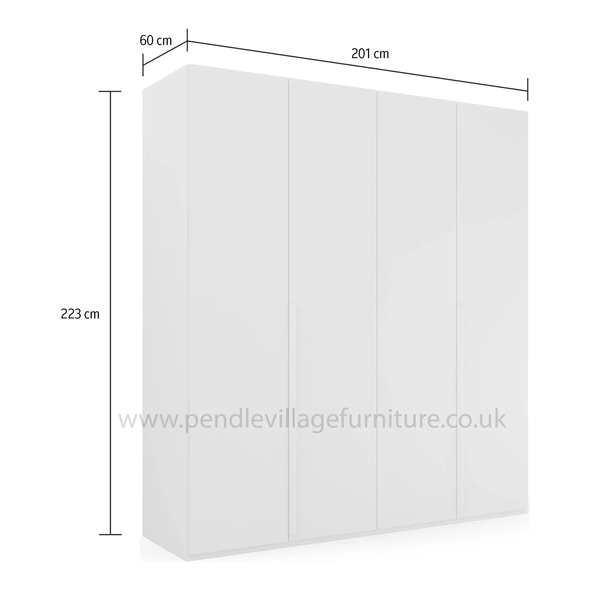 Frans 200cm Glass Front 4 Door Wardrobe