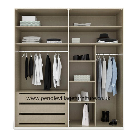 Rauch Frans Hinged Door Wardrobe with puristic design, revolving doors, spacious interior, premium quality, and soft-close mechanism. Customize your storage with 10-year warranty. Free assembly service included. - Interior Details