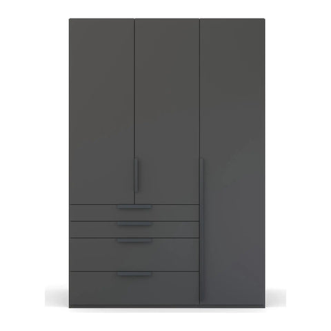 Rauch Frans Premium 3-Door Wardrobe with Drawers, Dimensions: W151cm x H223cm. Available in White, Graphite, and Silk Grey. Choose the optional mirror above drawers. Free delivery and assembly included. Enhance your space with this high-quality wardrobe - 010