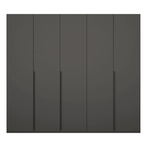 "Frans" 5-Door Wardrobe in Graphite with premium aquality construction, soft-close doors, and versatile storage options. - Front view