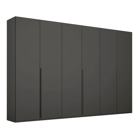 "Modern and Spacious 6-Door Wardrobe in Classic Black, Grey, and White Colors, Ideal for Contemporary Bedrooms, 300cm Width, Premium Quality, Free Delivery, and Assembly." - Graphite colour