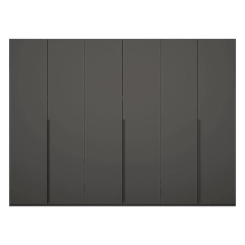 "Modern and Spacious 6-Door Wardrobe in Classic Black, Grey, and White Colors, Ideal for Contemporary Bedrooms, 300cm Width, Premium Quality, Free Delivery, and Assembly." - 03