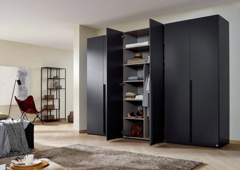 "Modern and Spacious 6-Door Wardrobe in Classic Black, Grey, and White Colors, Ideal for Contemporary Bedrooms, 300cm Width, Premium Quality, Free Delivery, and Assembly." - Graphite Colour Lifestyle